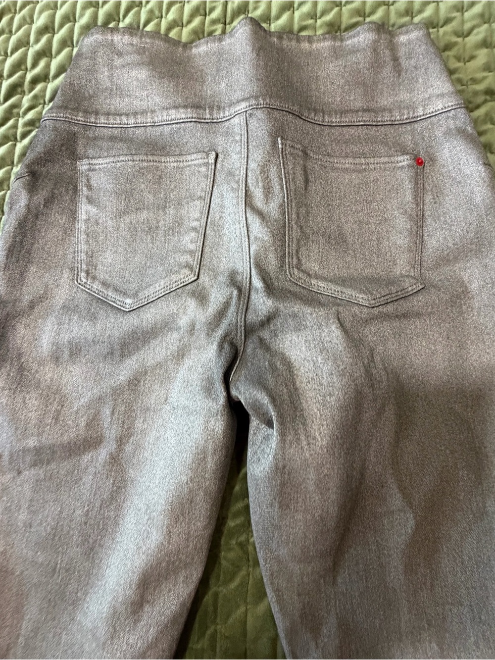 SPANX pewter shimmer gray pull‎ on jeans size XL - Picture 11 of 13